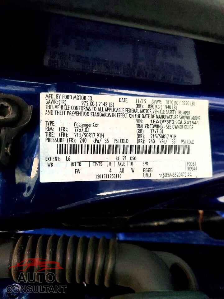 FORD FOCUS 2016 - 1FADP3F21GL241541