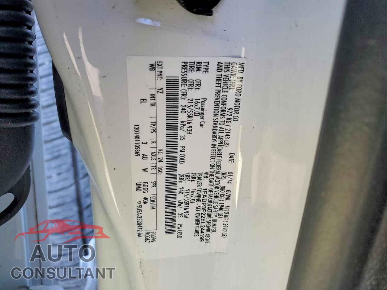 FORD FOCUS 2014 - 1FADP3F22EL244199