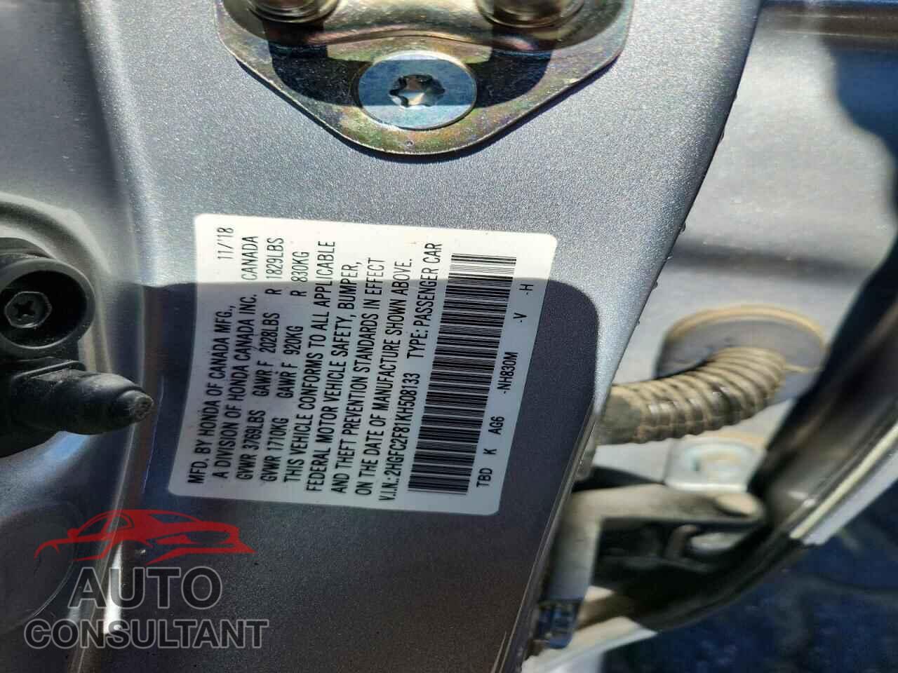 HONDA CIVIC 2019 - 2HGFC2F81KH508133