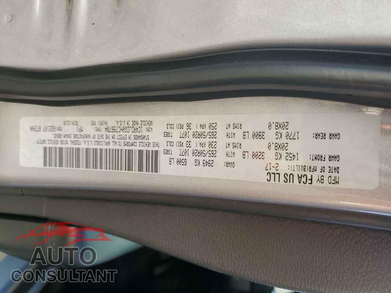 DODGE DURANGO 2017 - 1C4RDJDG0HC796784