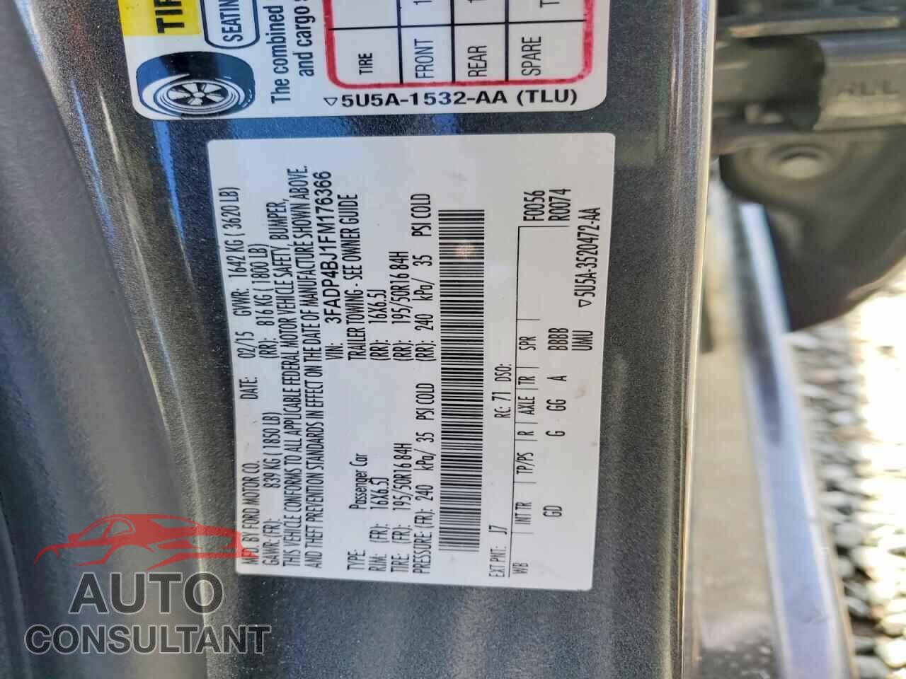 FORD FIESTA 2015 - 3FADP4BJ1FM176366