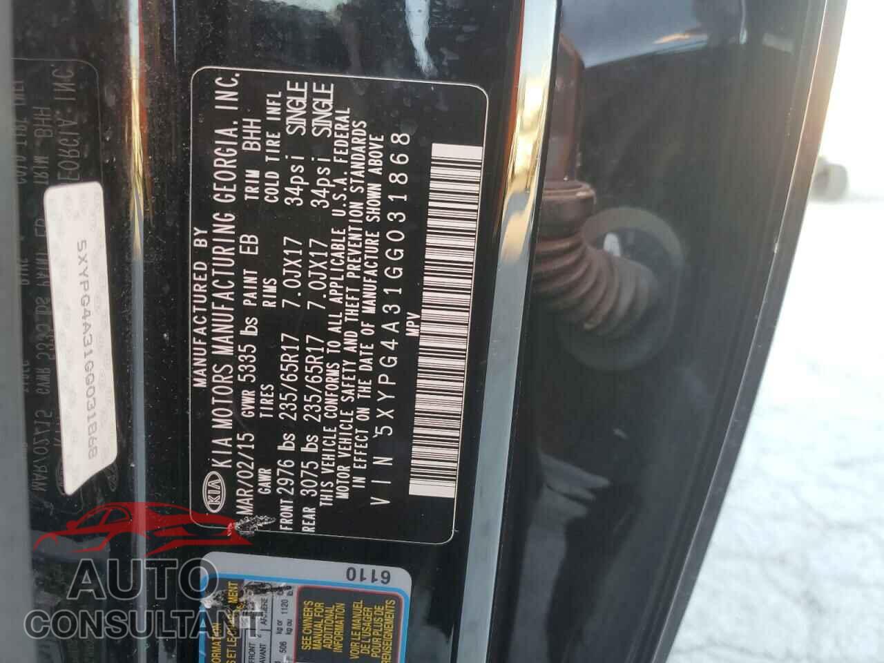 KIA SORENTO 2016 - 5XYPG4A31GG031868