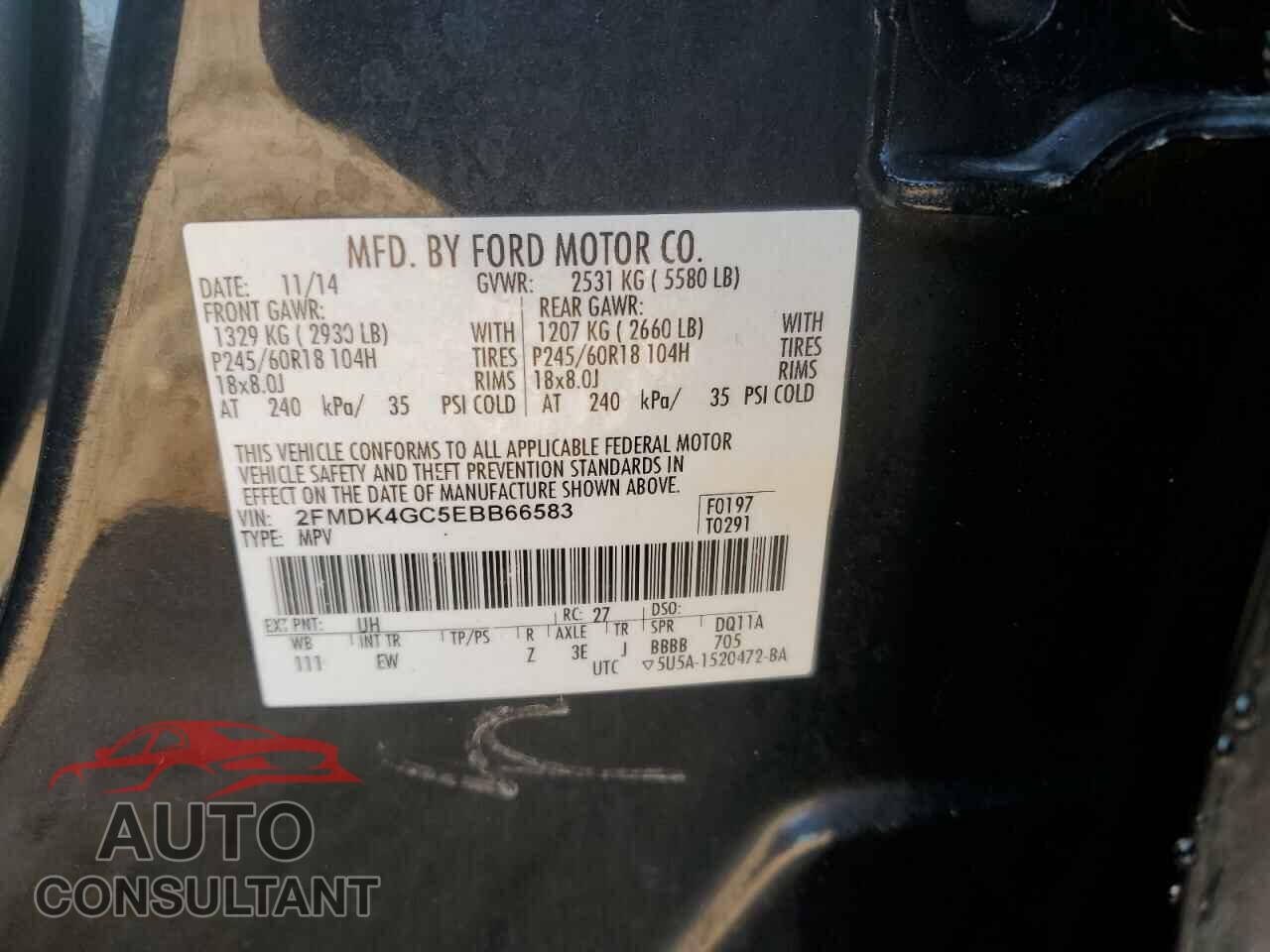 FORD EDGE 2014 - 2FMDK4GC5EBB66583