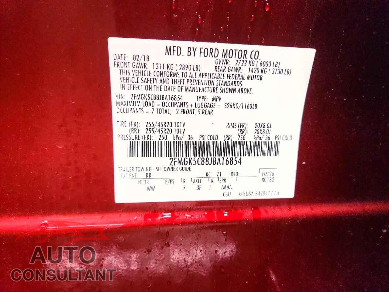 FORD FLEX 2018 - 2FMGK5C88JBA16854