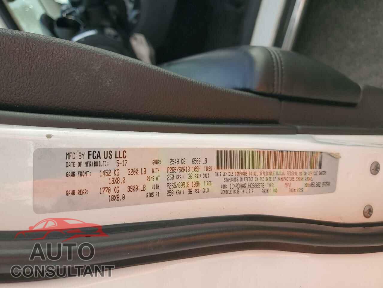 DODGE DURANGO 2017 - 1C4RDHAG1HC906576