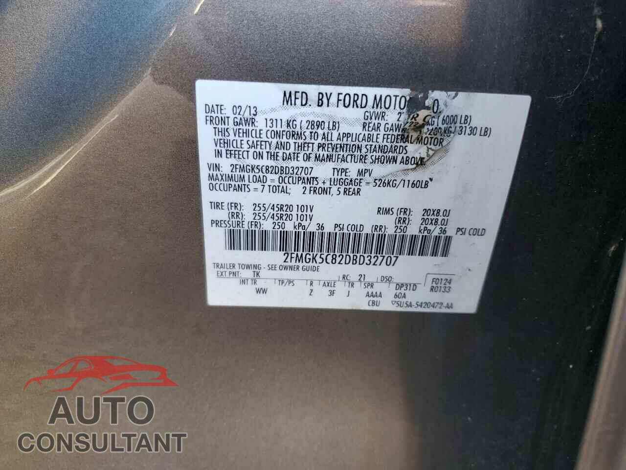 FORD FLEX 2013 - 2FMGK5C82DBD32707