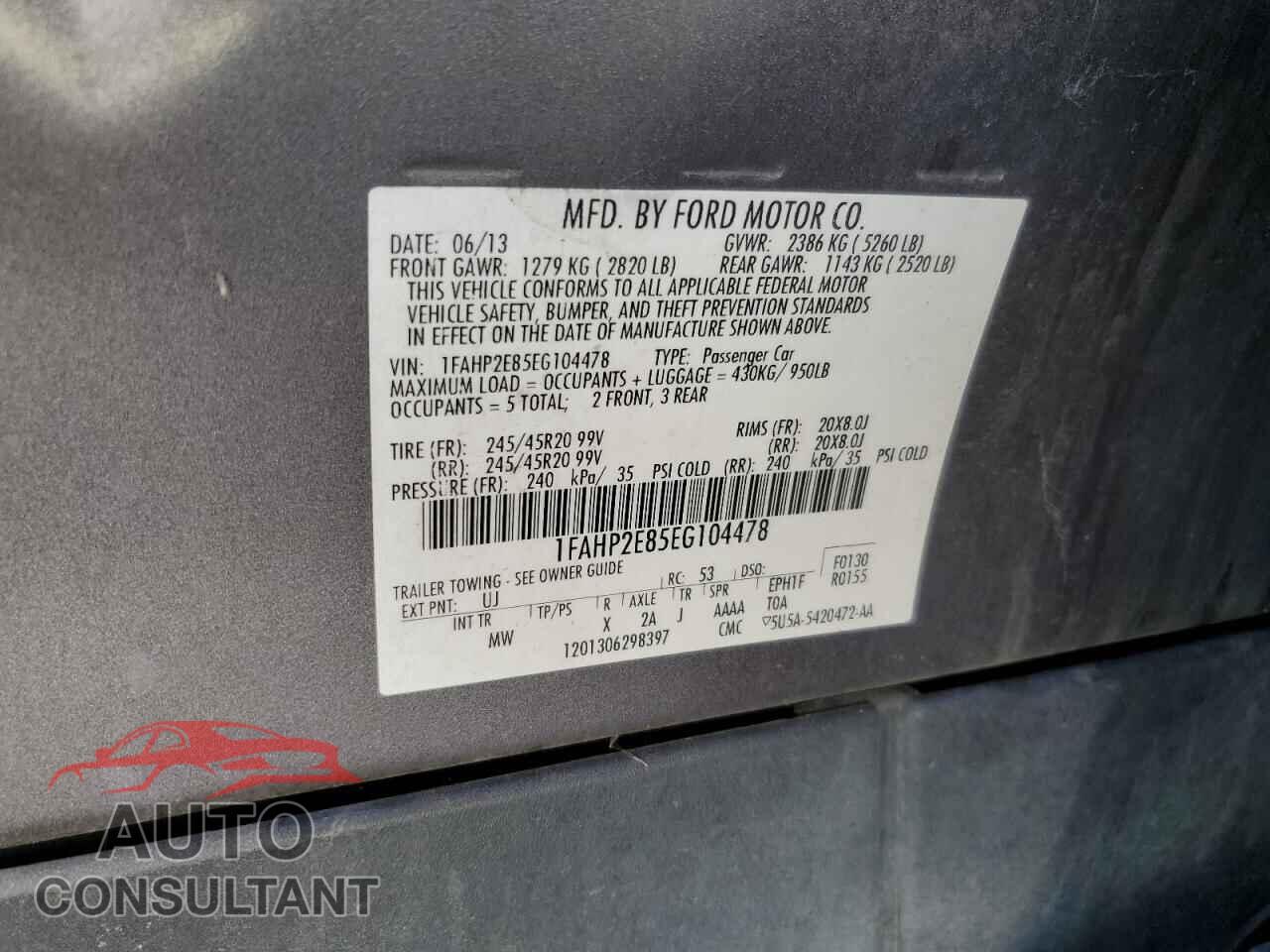FORD TAURUS 2014 - 1FAHP2E85EG104478