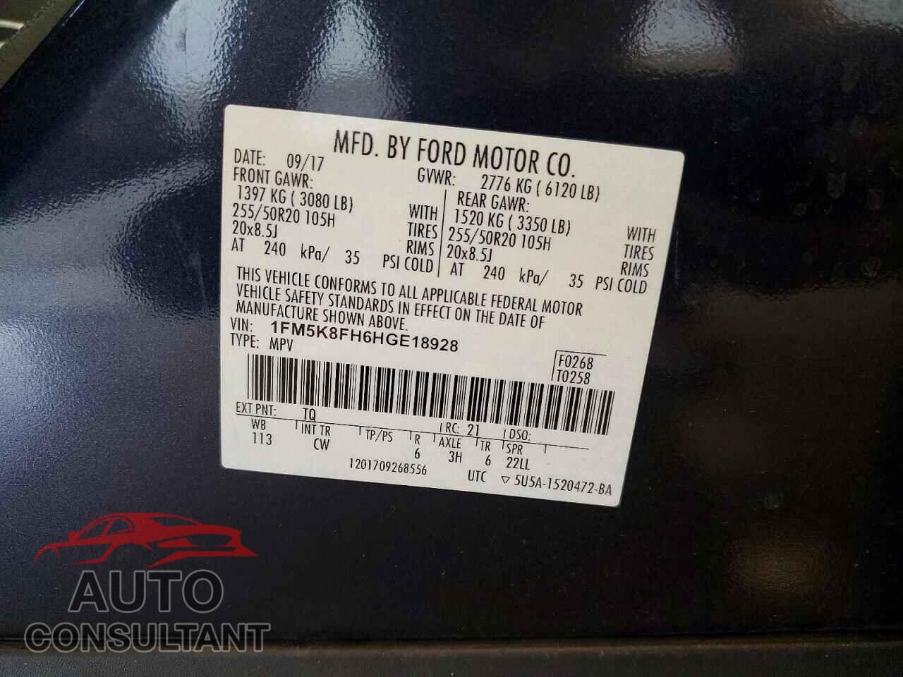 FORD EXPLORER 2017 - 1FM5K8FH6HGE18928