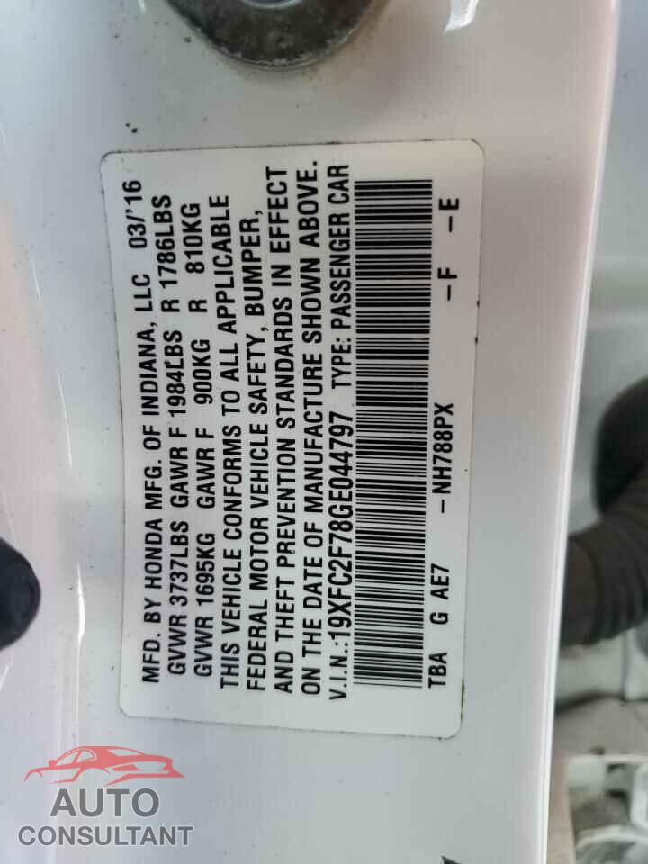 HONDA CIVIC 2016 - 19XFC2F78GE044797
