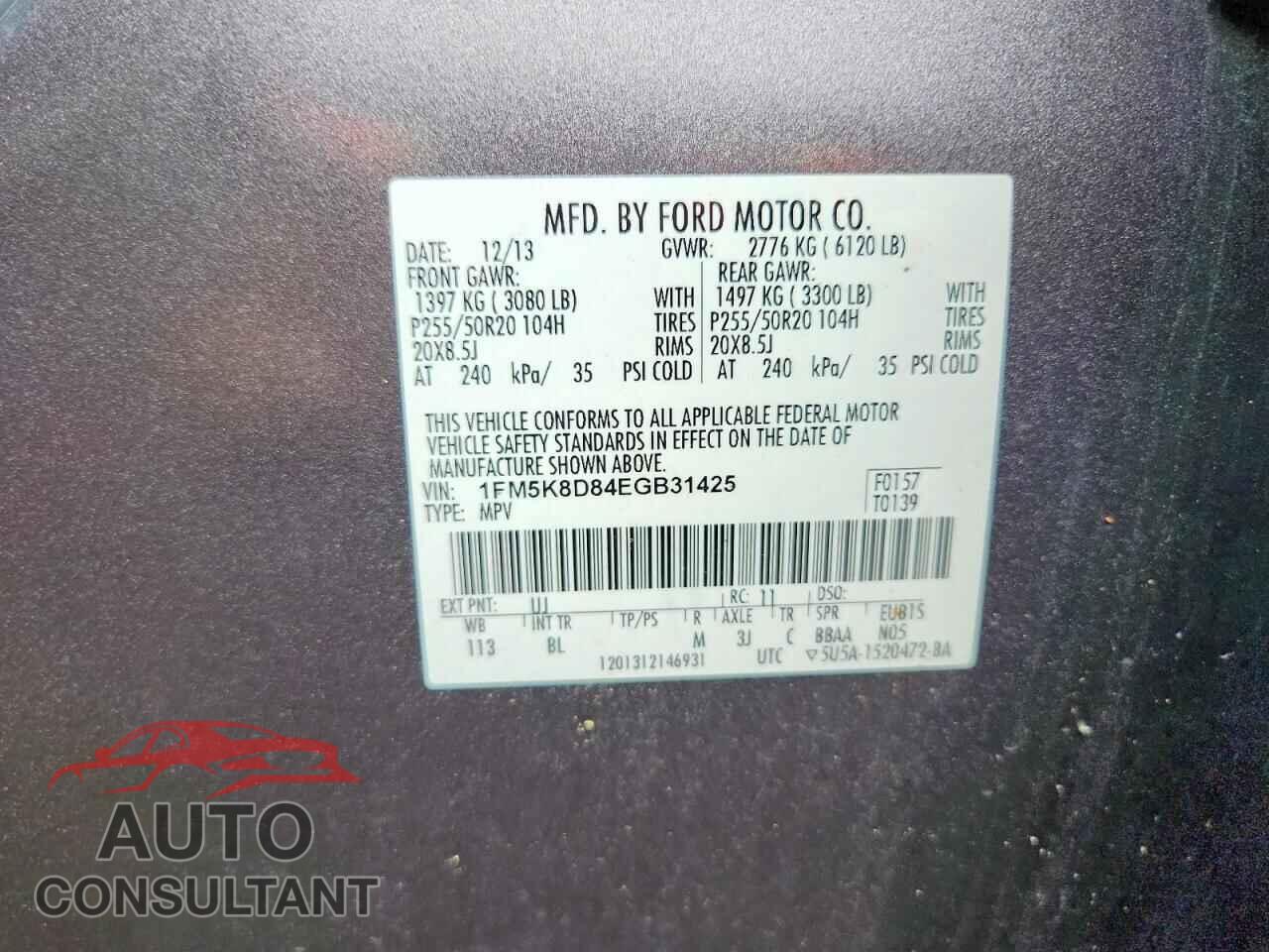 FORD EXPLORER 2014 - 1FM5K8D84EGB31425