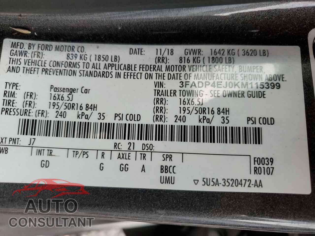 FORD FIESTA 2019 - 3FADP4EJ0KM115399