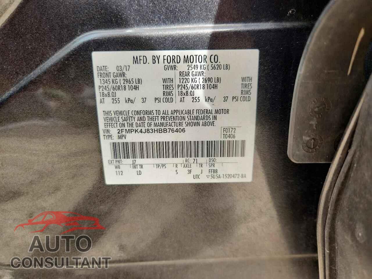 FORD EDGE 2017 - 2FMPK4J83HBB76406