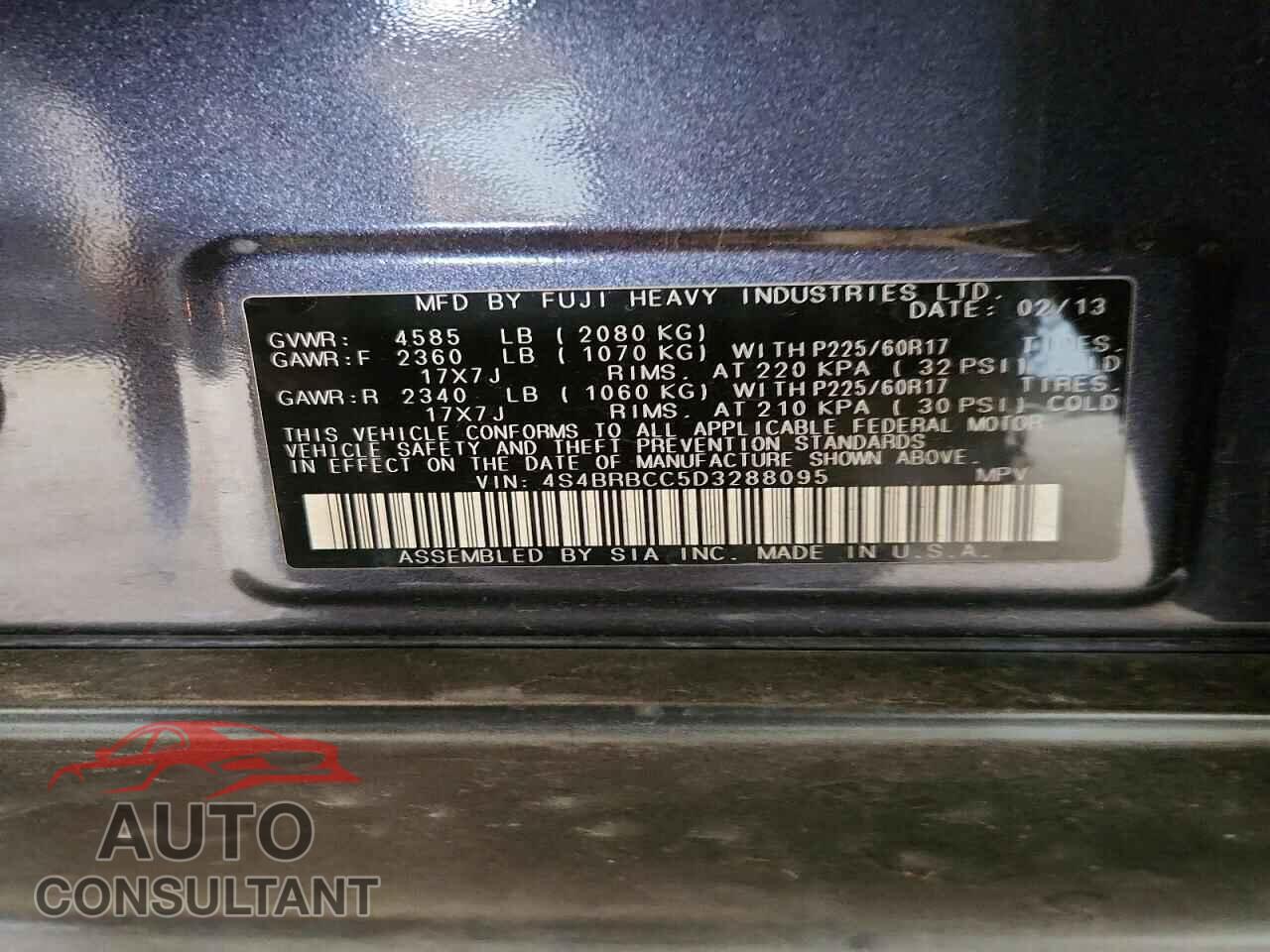 SUBARU OUTBACK 2013 - 4S4BRBCC5D3288095