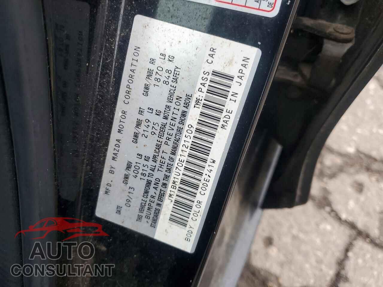MAZDA 3 2014 - JM1BM1U70E1121509