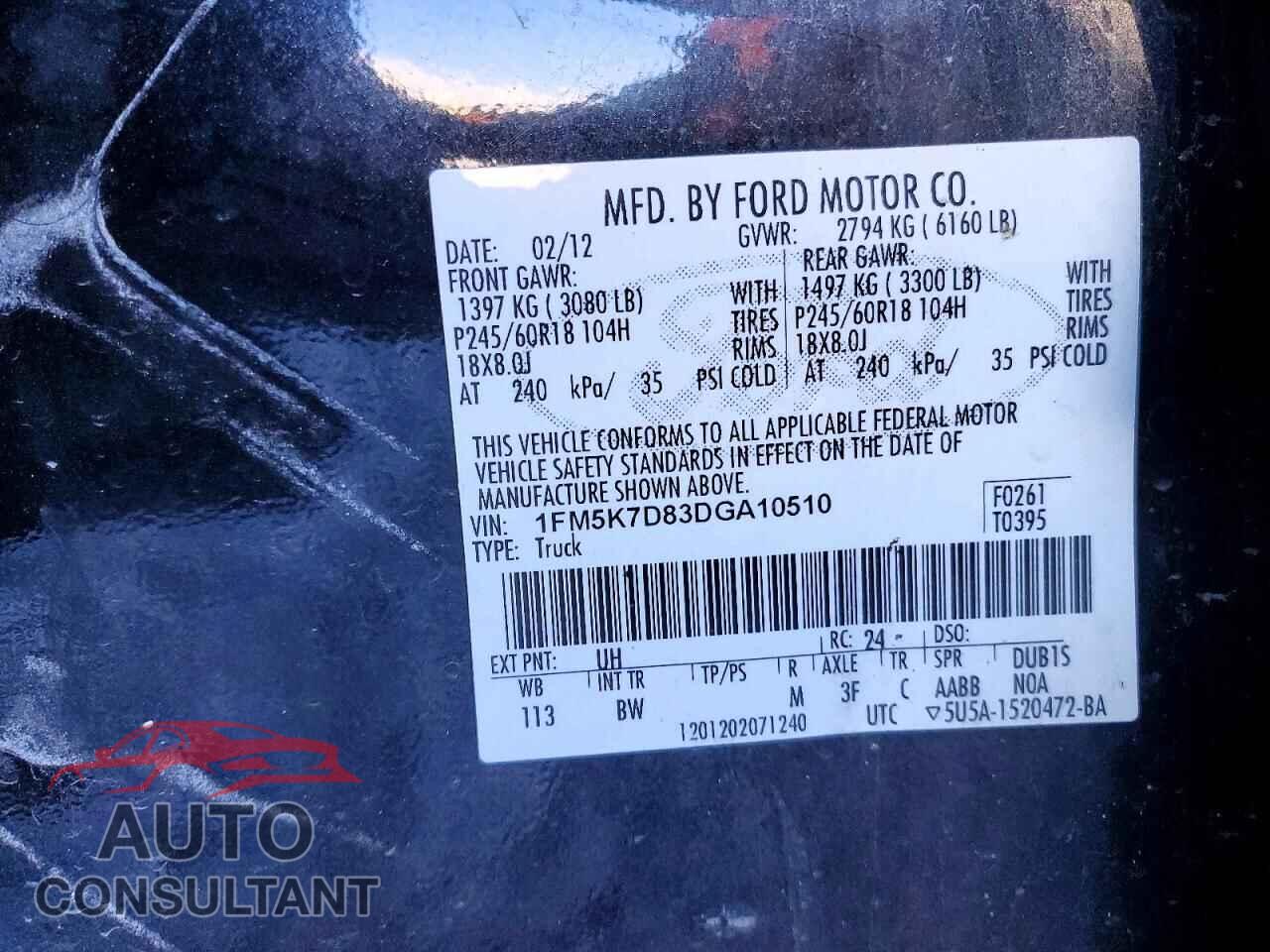 FORD EXPLORER 2013 - 1FM5K7D83DGA10510