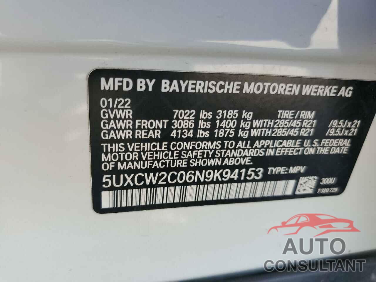 BMW X7 2022 - 5UXCW2C06N9K94153