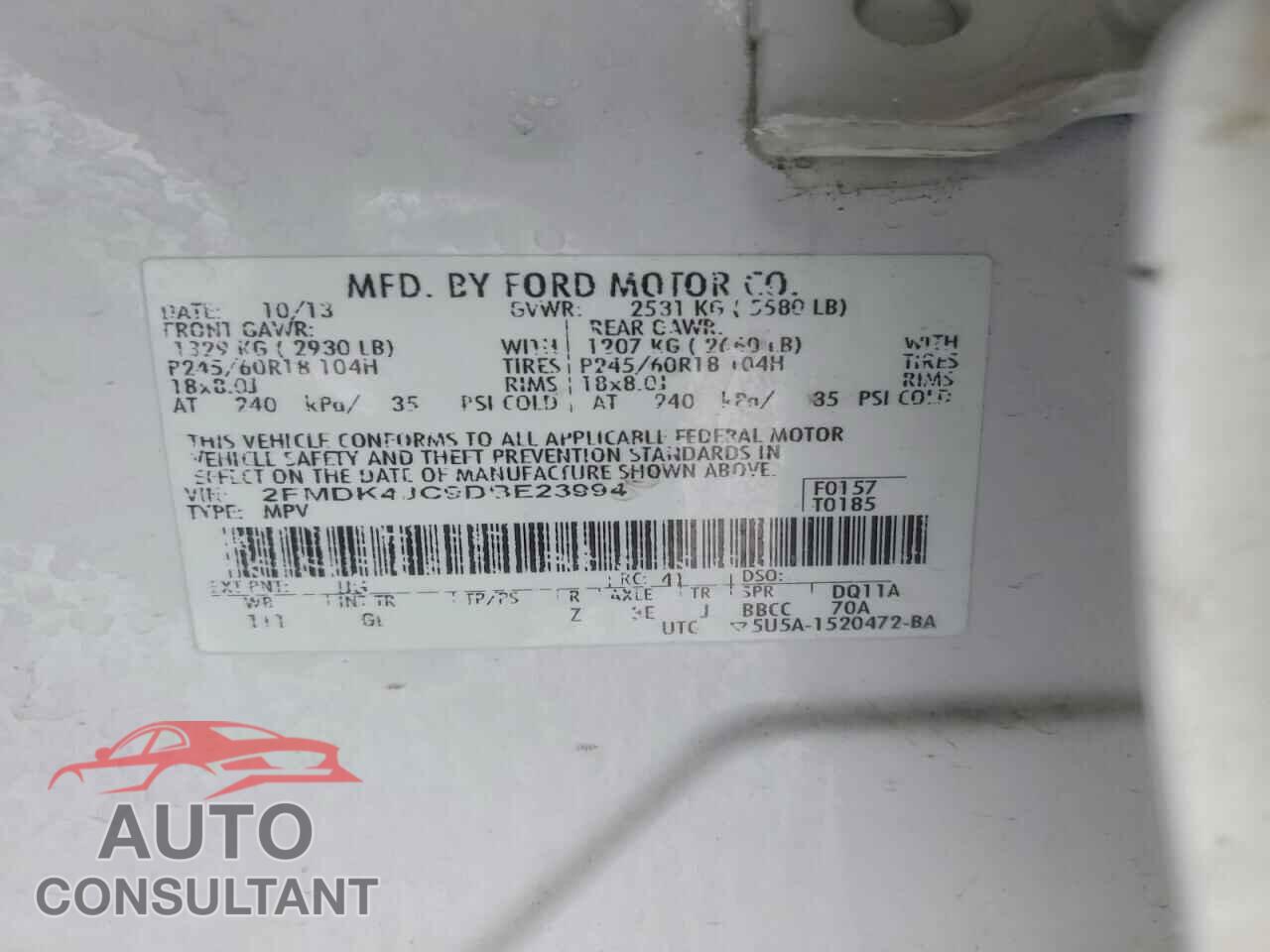 FORD EDGE 2013 - 2FMDK4JC9DBE23994