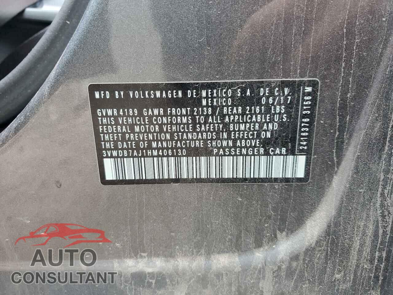 VOLKSWAGEN JETTA 2017 - 3VWDB7AJ1HM406130