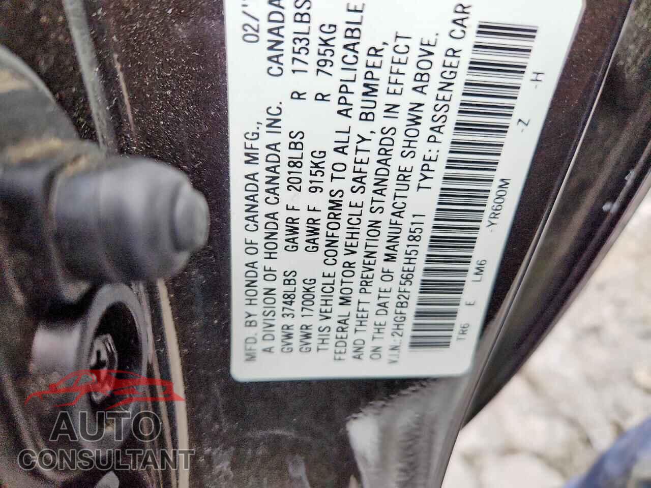 HONDA CIVIC 2014 - 2HGFB2F56EH518511