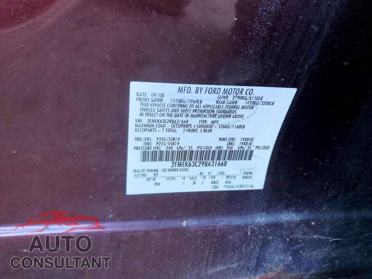 FORD FLEX 2009 - 2FMEK63C29BA31668