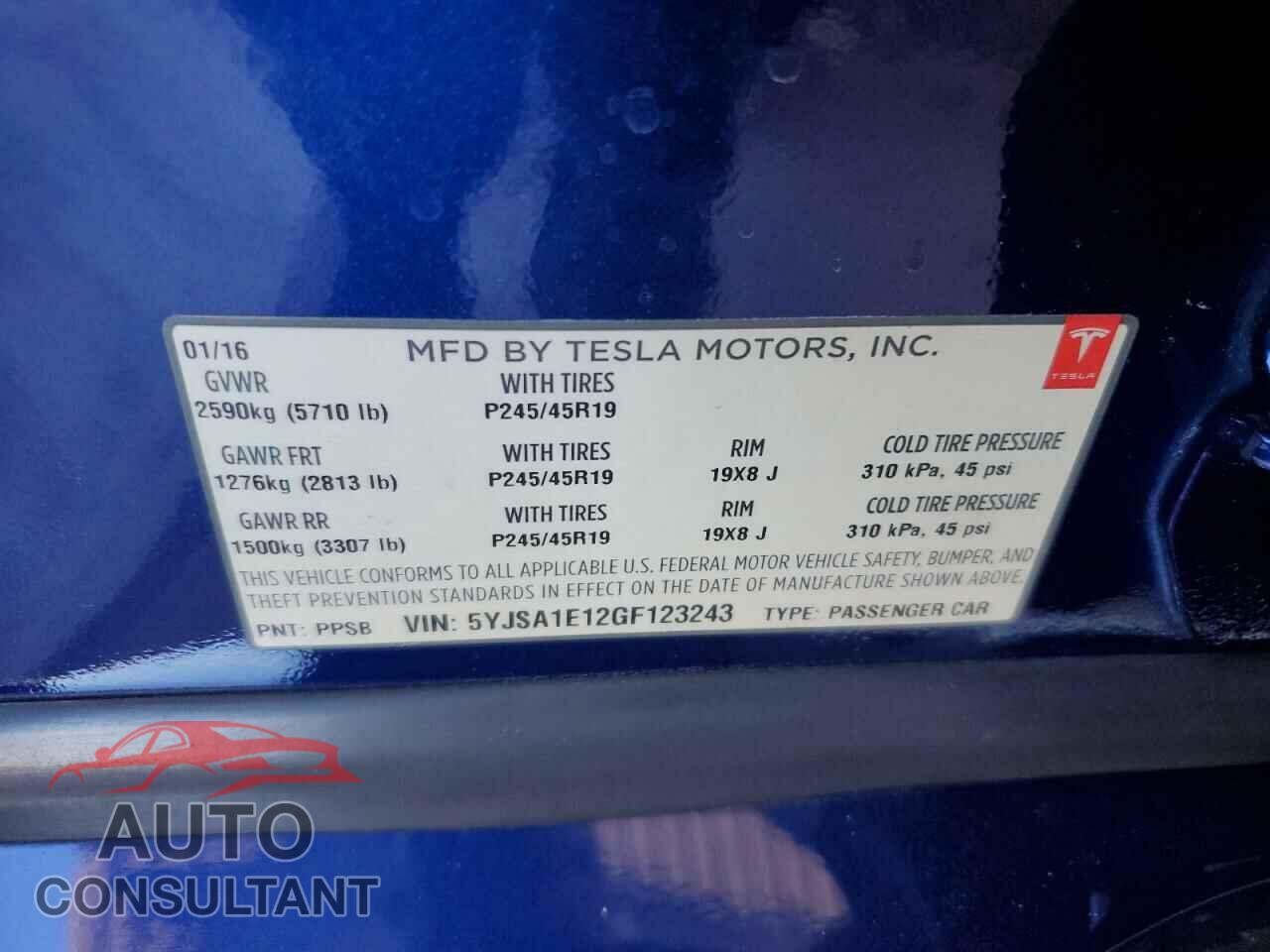 TESLA MODEL S 2016 - 5YJSA1E12GF123243