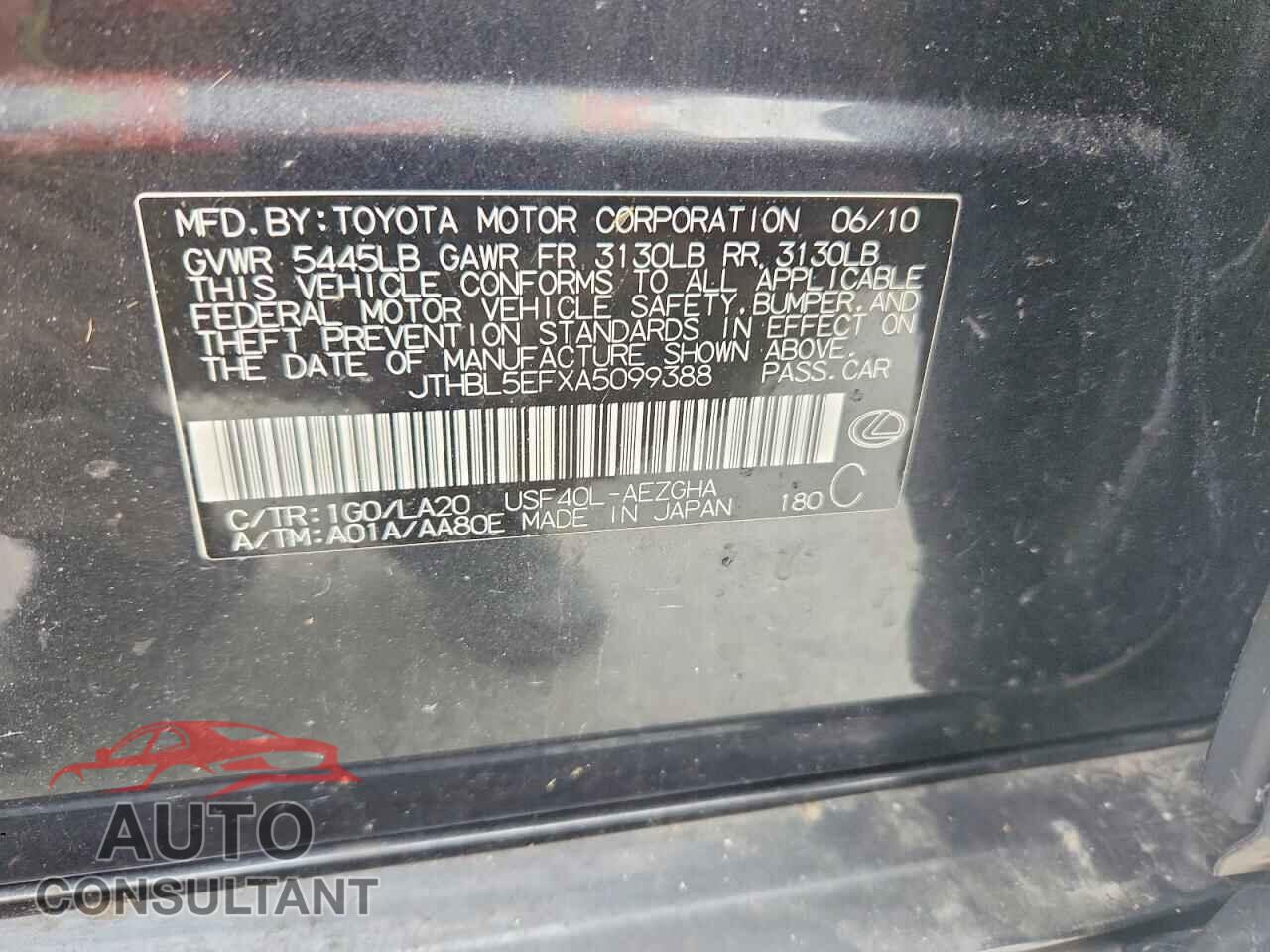 LEXUS LS460 2010 - JTHBL5EFXA5099388