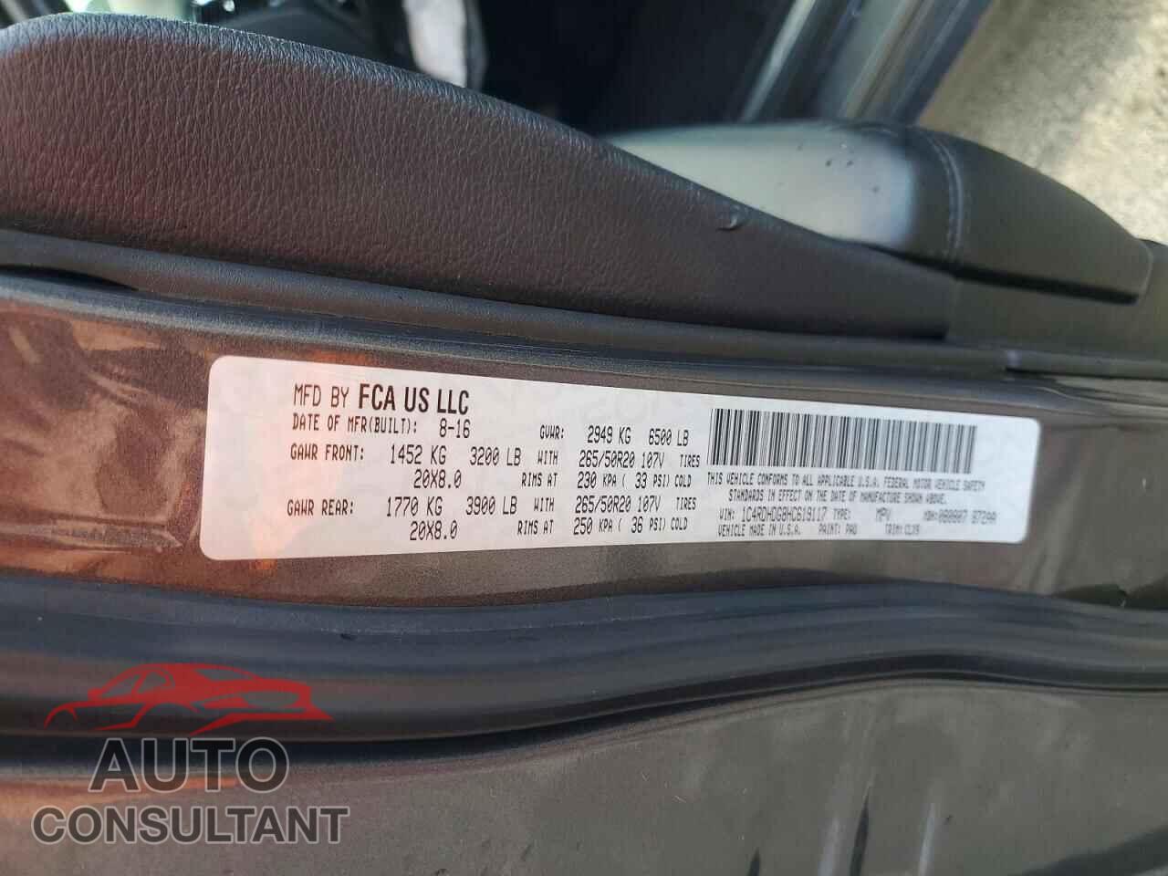 DODGE DURANGO 2017 - 1C4RDHDG8HC619117