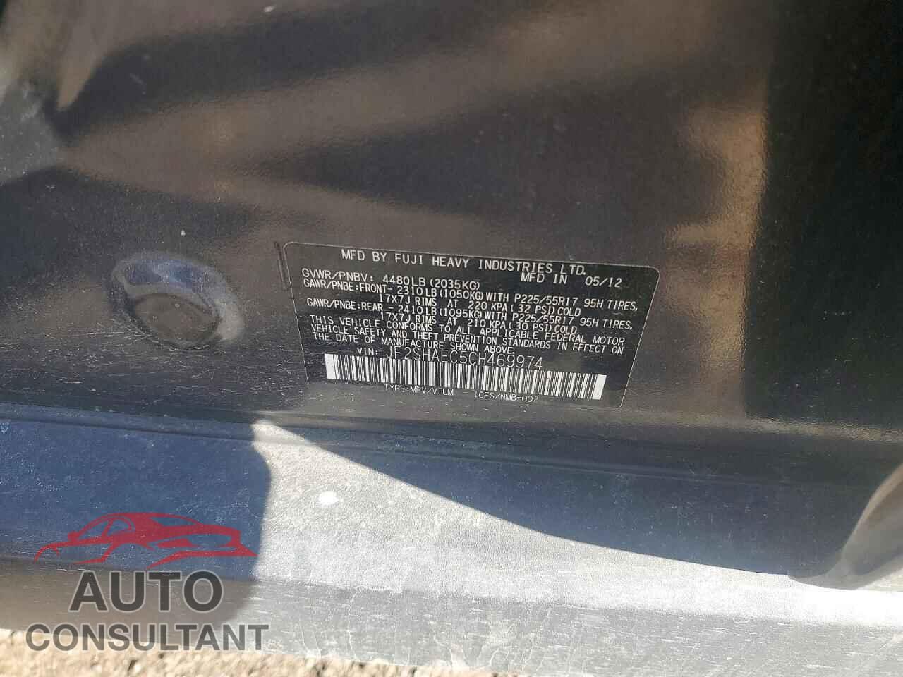 SUBARU FORESTER 2012 - JF2SHAEC5CH469974