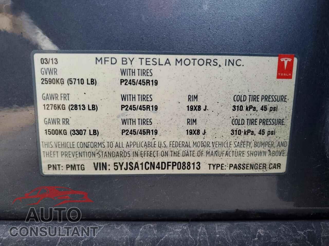 TESLA MODEL S 2013 - 5YJSA1CN4DFP08813