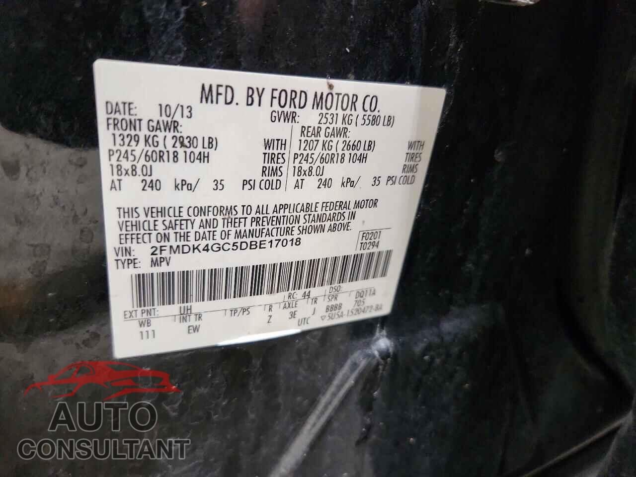 FORD EDGE 2013 - 2FMDK4GC5DBE17018