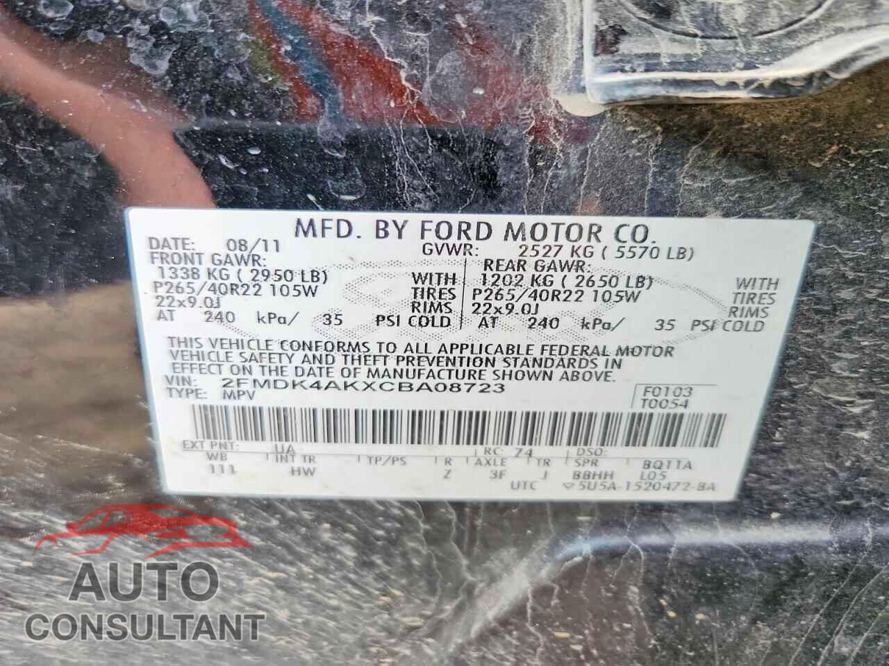 FORD EDGE 2012 - 2FMDK4AKXCBA08723