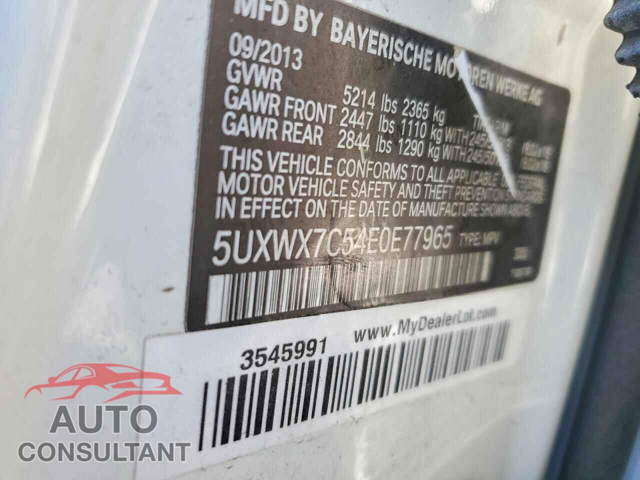 BMW X3 2014 - 5UXWX7C54E0E77965