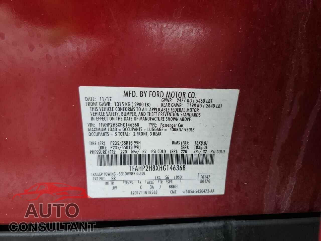 FORD TAURUS 2017 - 1FAHP2H8XHG146368