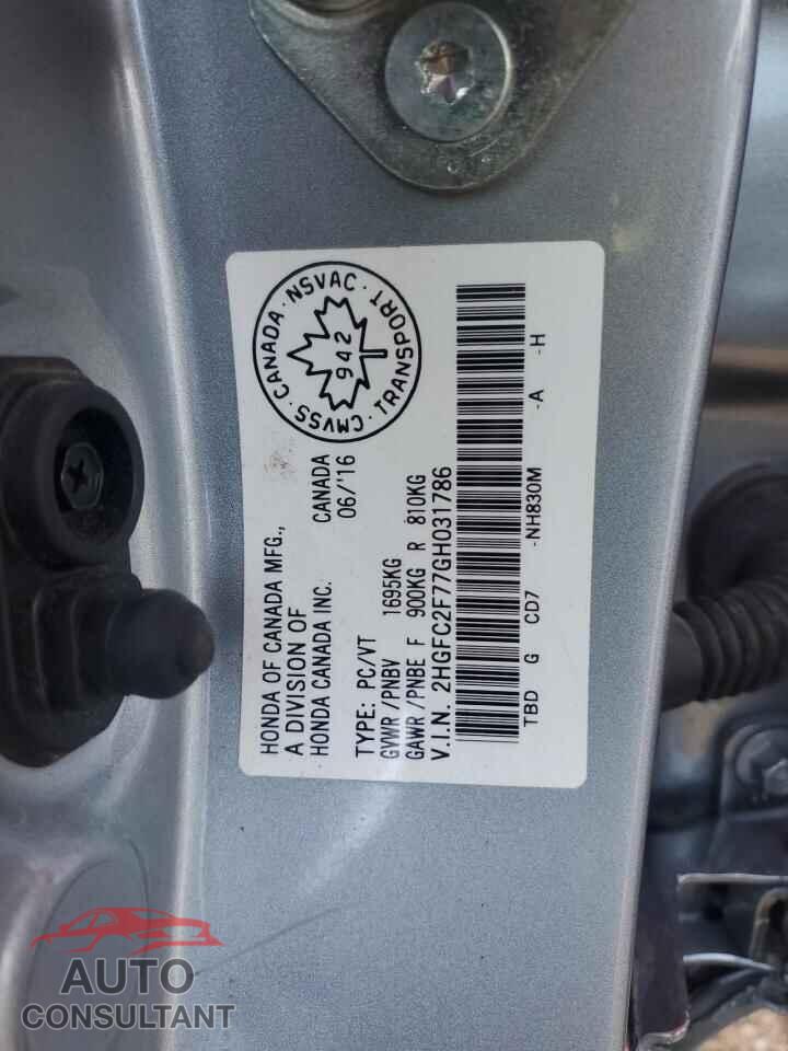 HONDA CIVIC 2016 - 2HGFC2F77GH031786