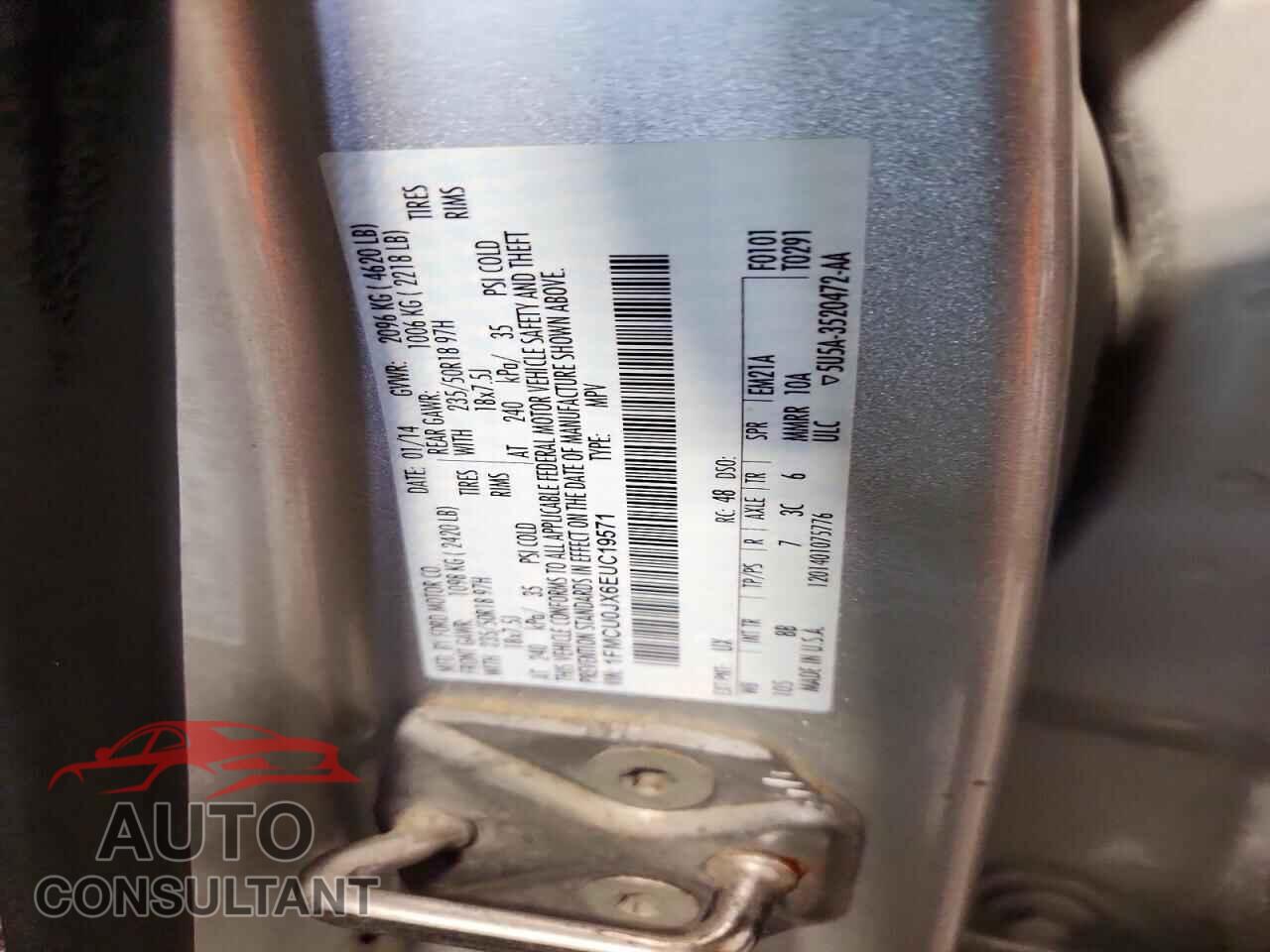 FORD ESCAPE 2014 - 1FMCU0JX6EUC19571