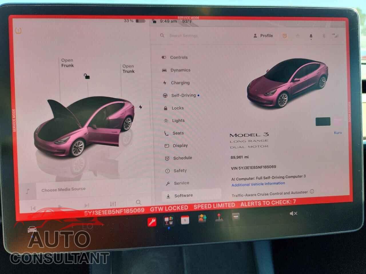 TESLA MODEL 3 2022 - 5YJ3E1EB5NF185069