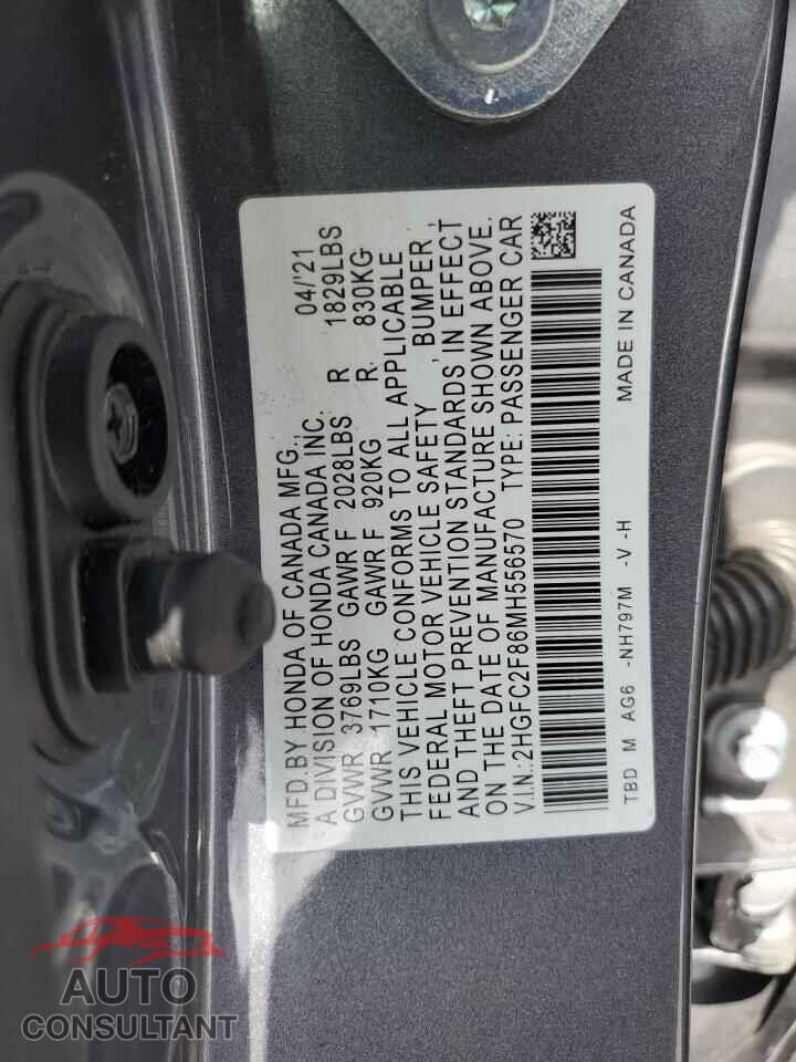 HONDA CIVIC 2021 - 2HGFC2F86MH556570