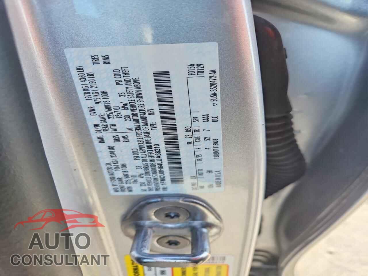 FORD ESCAPE 2020 - 1FMCU0H64LUA68210