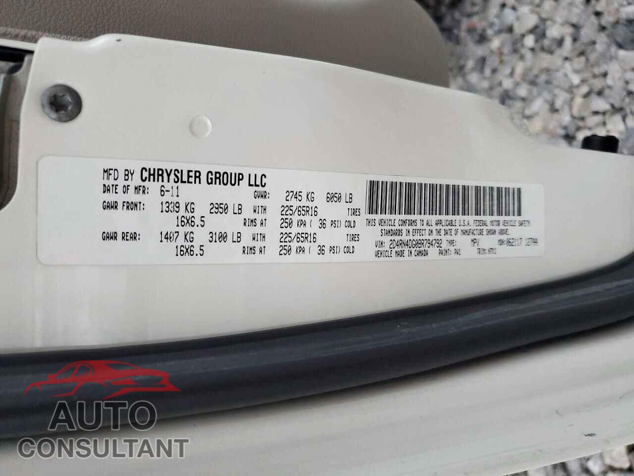 DODGE CARAVAN 2011 - 2D4RN4DG0BR794792