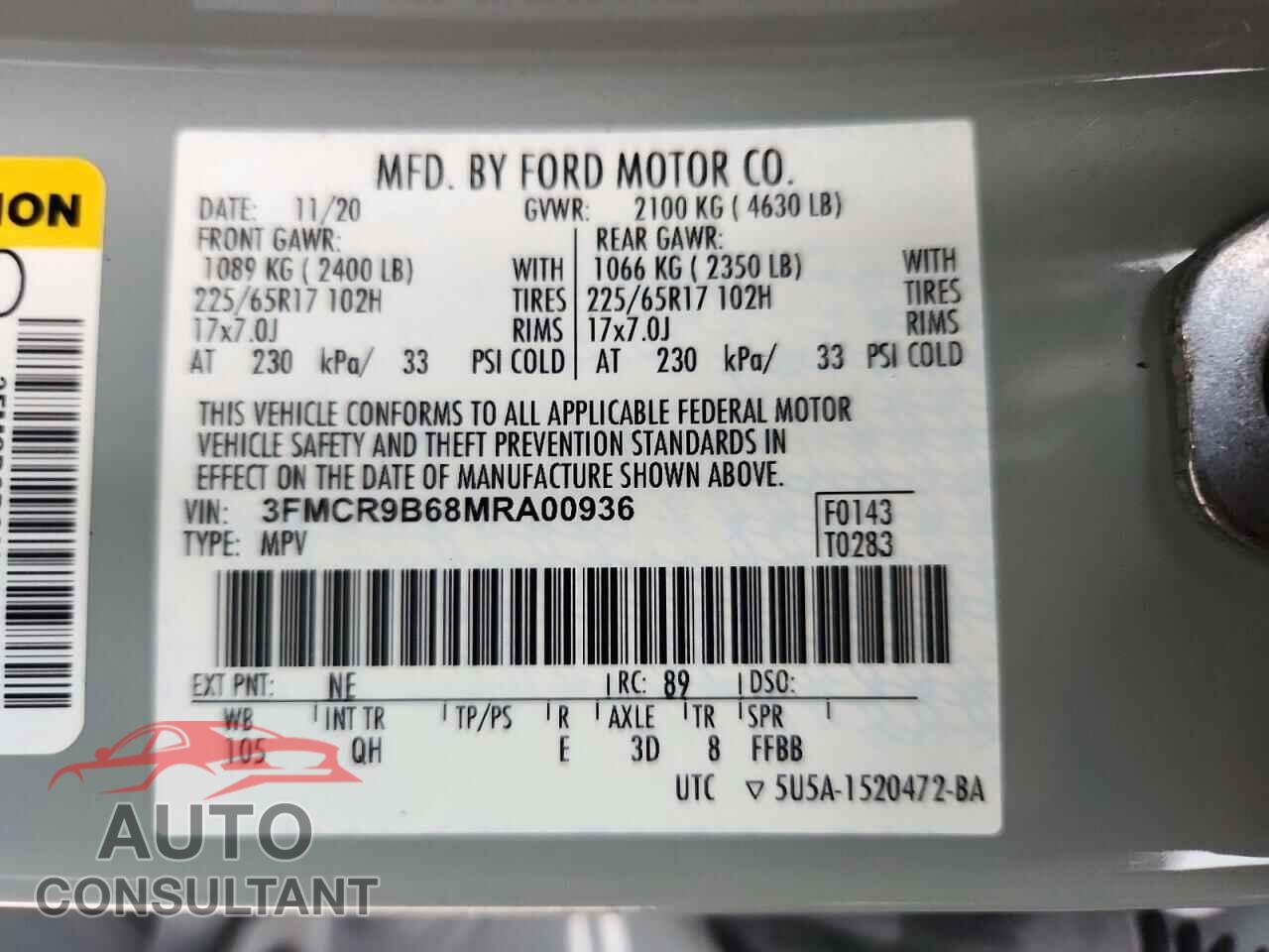 FORD BRONCO 2021 - 3FMCR9B68MRA00936