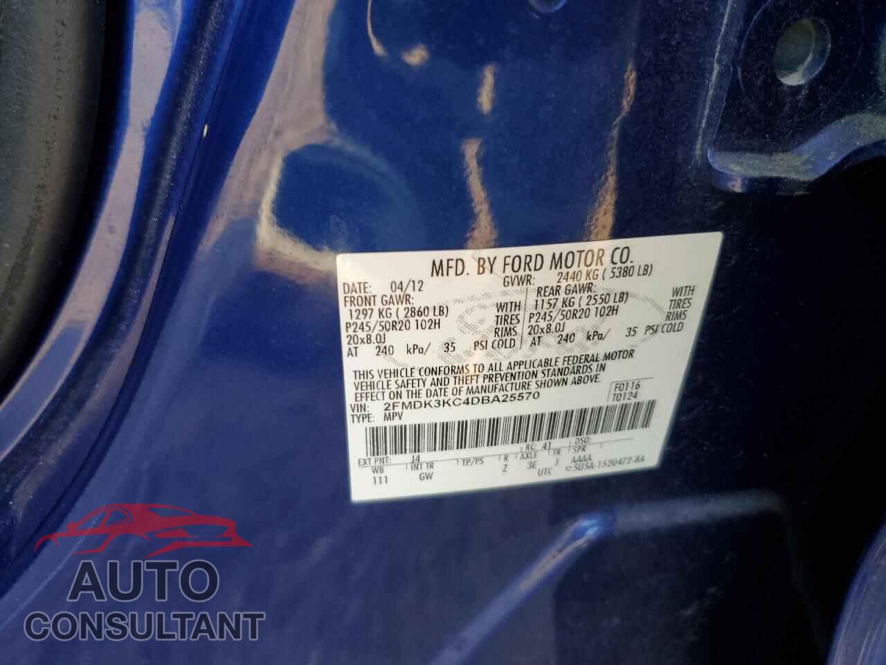 FORD EDGE 2013 - 2FMDK3KC4DBA25570