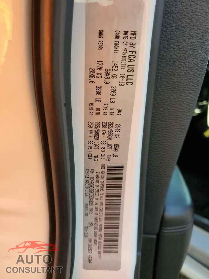 DODGE DURANGO 2019 - 1C4RDHDG5KC534839
