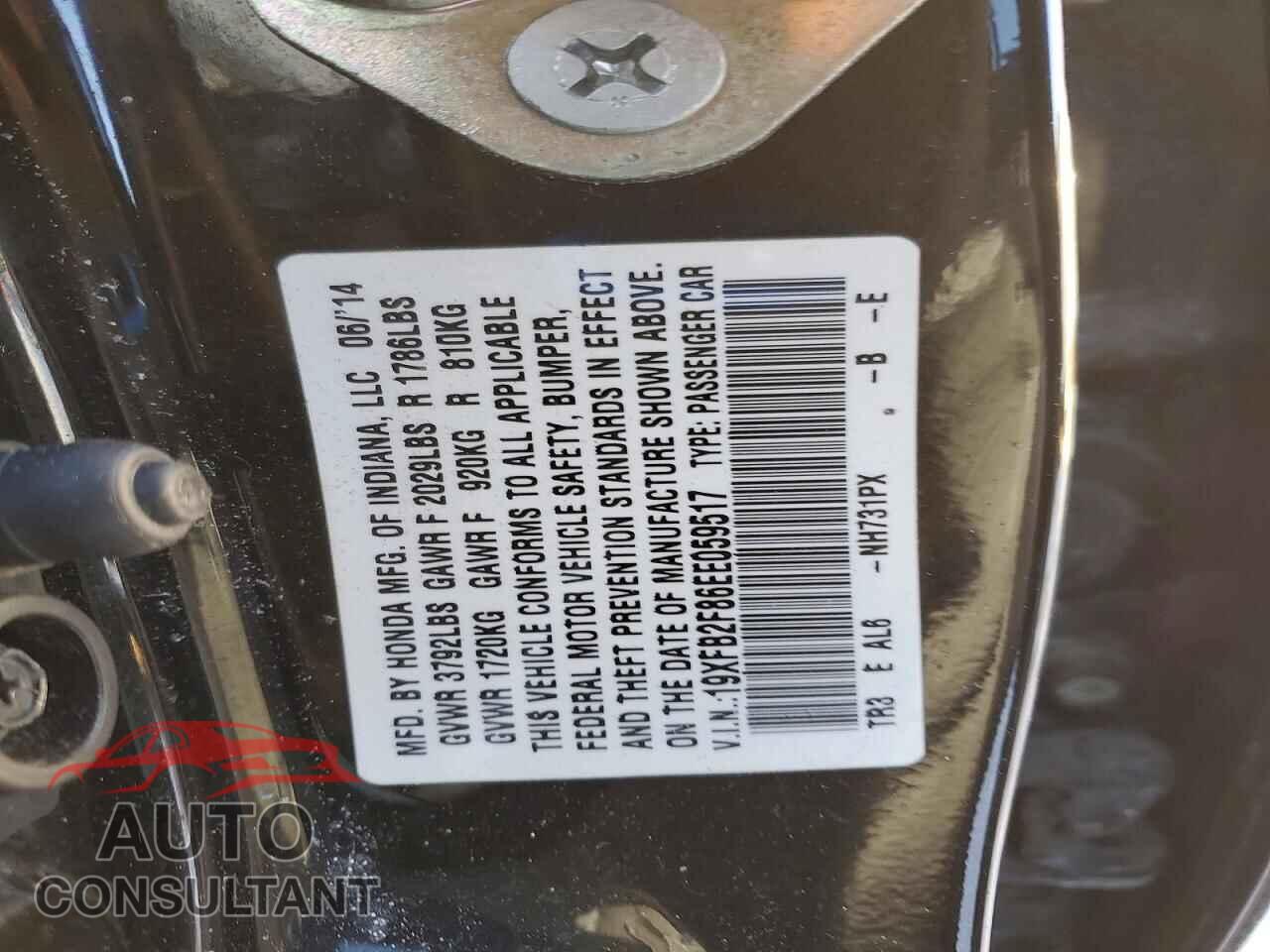 HONDA CIVIC 2014 - 19XFB2F86EE059517