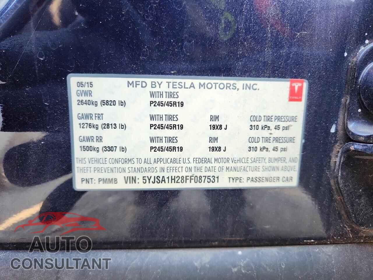 TESLA MODEL S 2015 - 5YJSA1H28FF087531