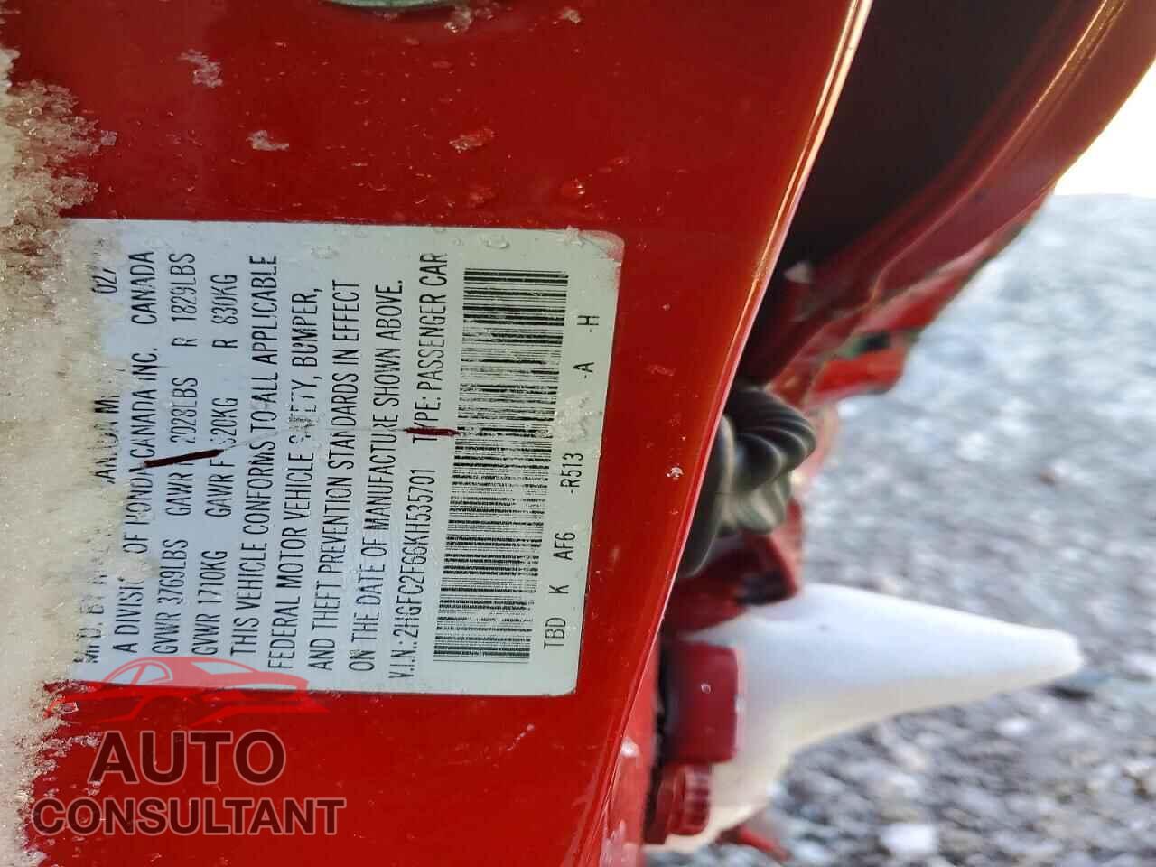 HONDA CIVIC 2019 - 2HGFC2F66KH535701