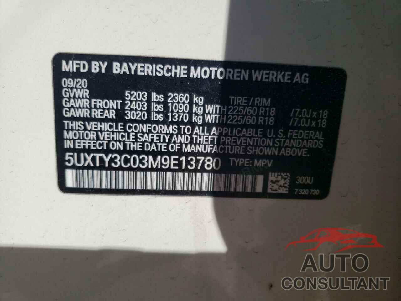 BMW X3 2021 - 5UXTY3C03M9E13780