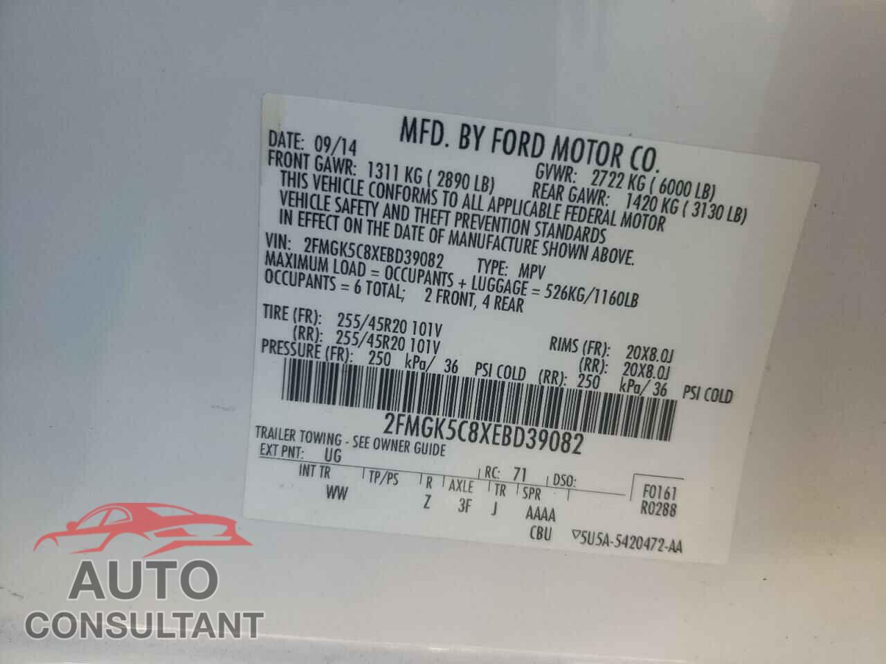 FORD FLEX 2014 - 2FMGK5C8XEBD39082