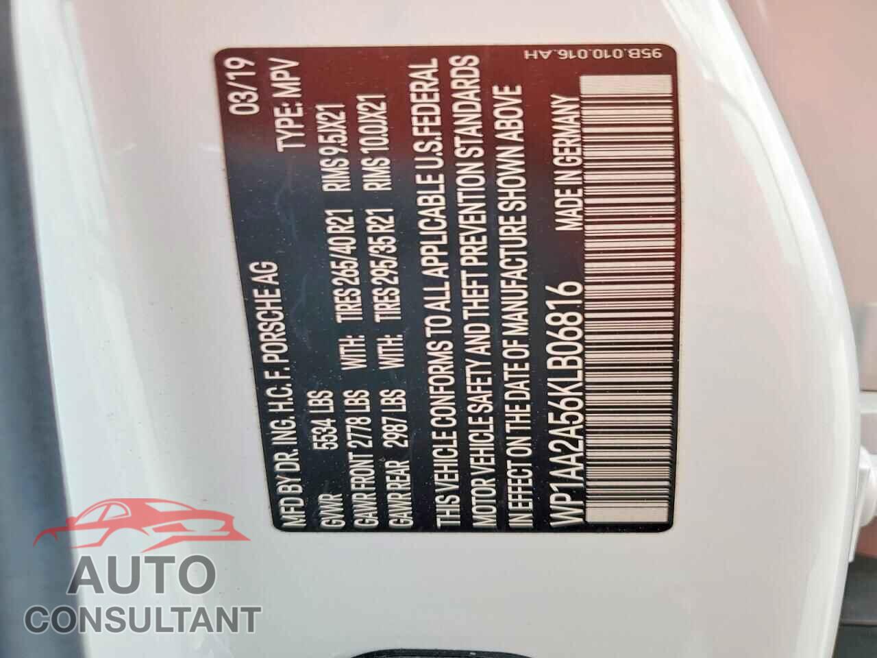 PORSCHE MACAN 2019 - WP1AA2A56KLB06816