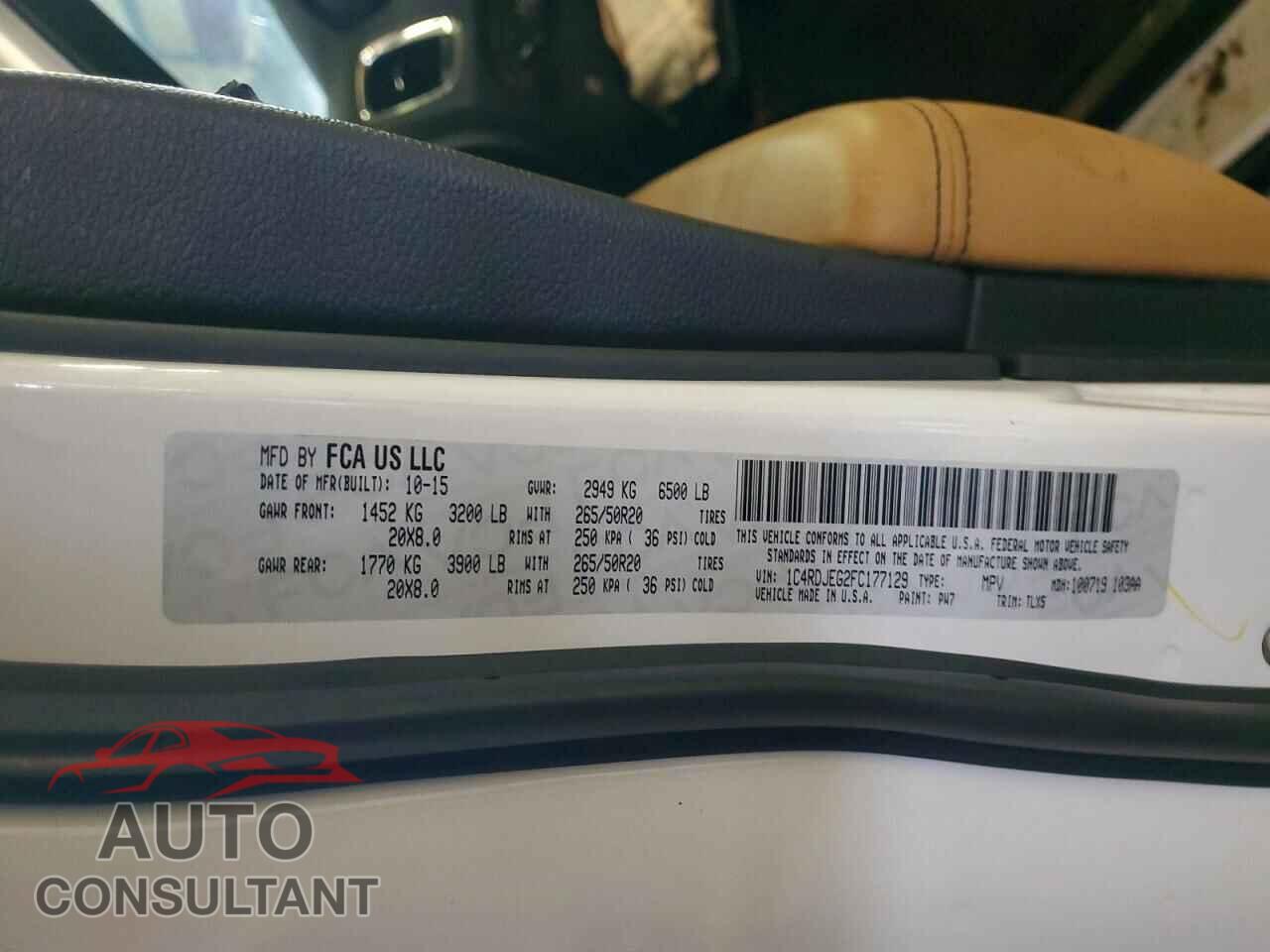 DODGE DURANGO 2015 - 1C4RDJEG2FC177129