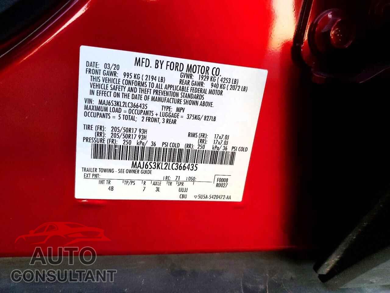 FORD ECOSPORT 2020 - MAJ6S3KL2LC366435